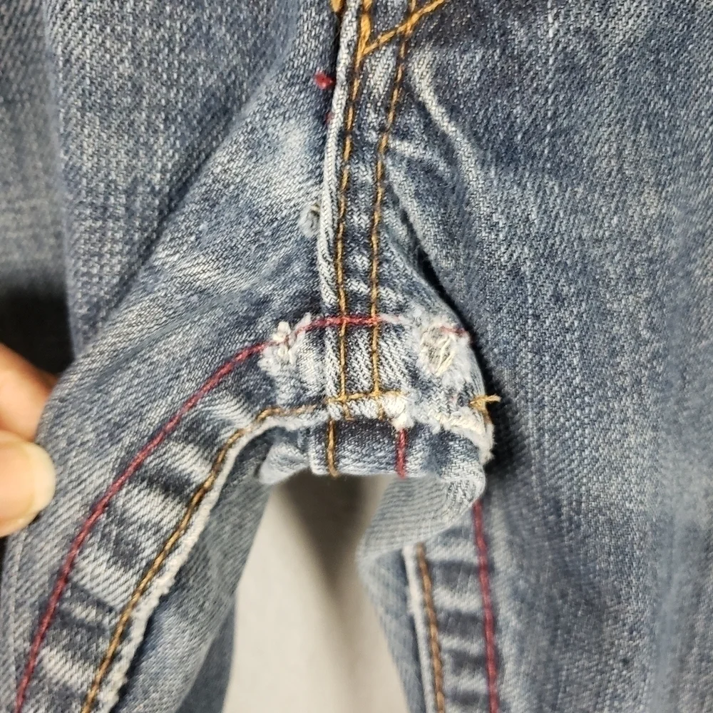 TRUE RELIGION Men's Jeans Blue Red Stitching Straight Sz 33